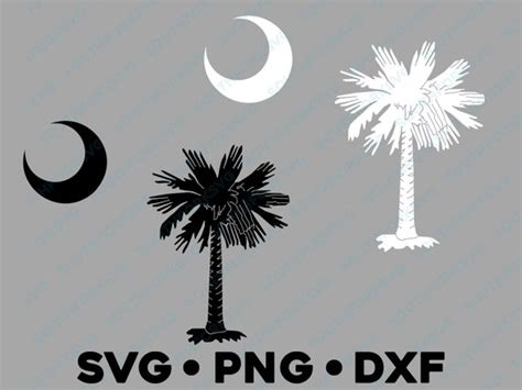 South Carolina State Flag Palm Tree Moon Svg Png Dxf Vector Etsy