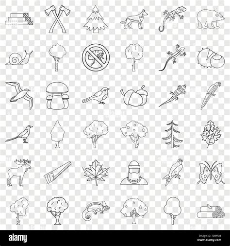 Forest Icons Set Outline Style Stock Vector Image And Art Alamy