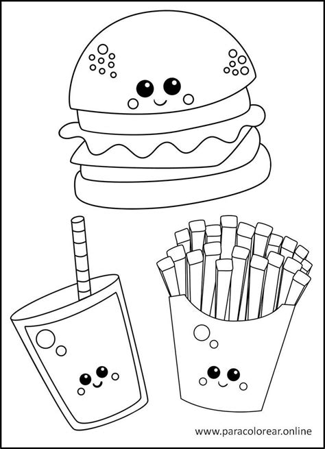 Dibujos De Comida Chatarra Para Colorear Imprimir Y Pintar 🍔🍟🍕🌮