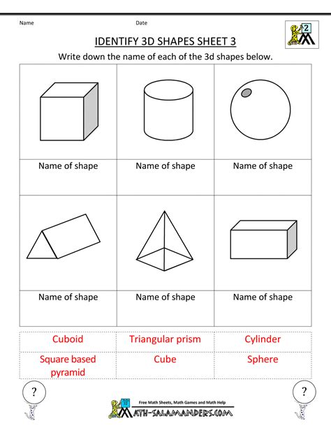The Worksheet For Identifying Shapes And Their Corresponding Names Is