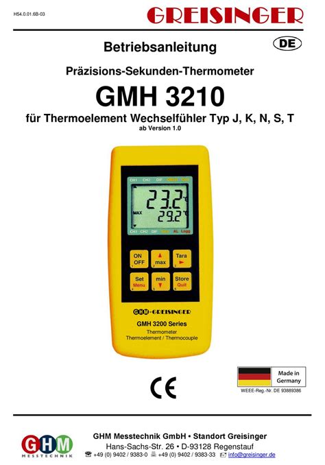 Greisinger Gmh 3210 User Manual Pdf Download Manualslib