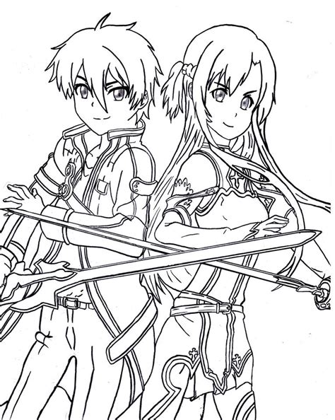 Line art i made for my friends birthday i do not own sword art online it was created by reki kawahara feel free to color this. Kirito and Asuna (Sword Art Online) by Mashiro33 on DeviantArt