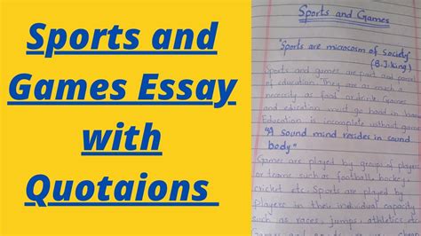 Sports And Games Essay For 10th Class With Quotations Sports And
