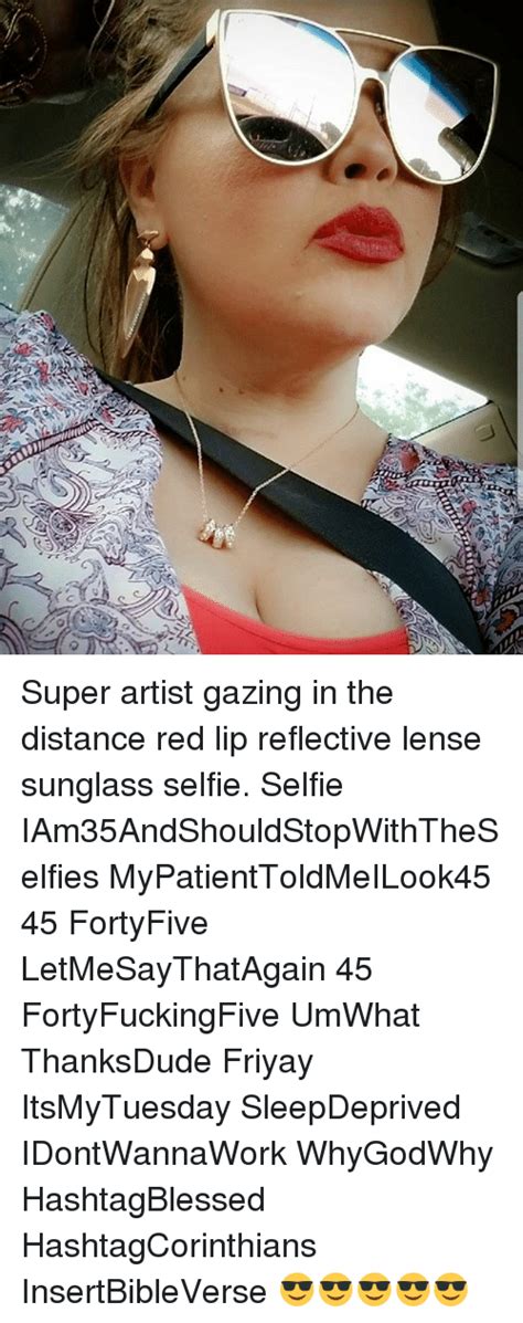 Super Artist Gazing In The Distance Red Lip Reflective Lense Sunglass