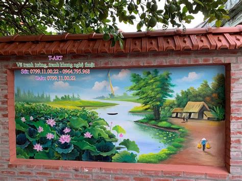 Vẽ tranh tường phong cảnh trong khuôn viên sân vườn ở Hà Nội Vẽ