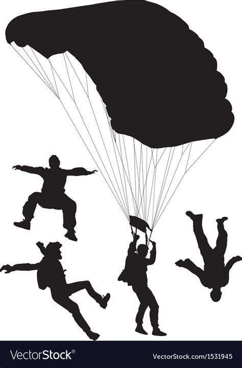 Skydiving Silhouette Royalty Free Vector Image