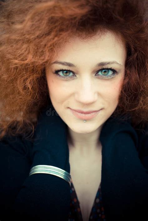 Young Beautiful Red Curly Hair Woman Stock Image Image Of Curly Cute