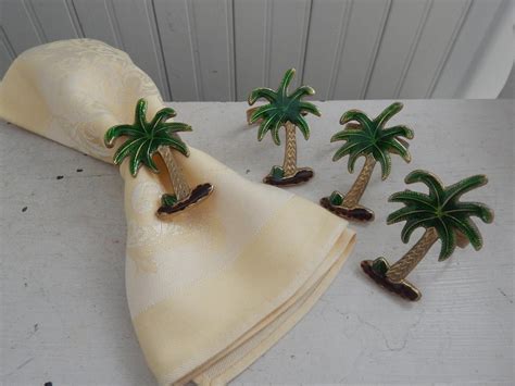 A wide variety of palm tree ring options are available to you, such as main stone, jewelry main material, and gender. Vintage Enameled Brass Palm Tree Napkin Rings - pTropical ...