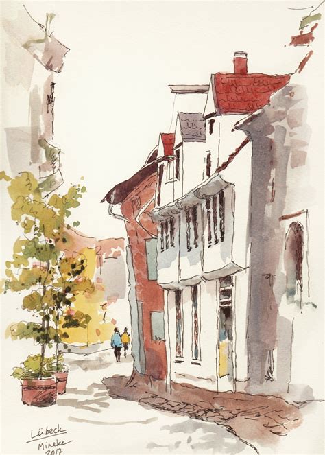 Today, the german subtitles for the hand of glory are finally available and we're celebrating with a 40% discount! Original Ink and Watercolor Drawing Urban Sketch Street ...