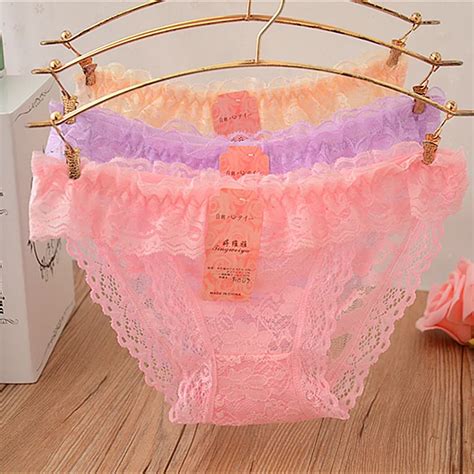 new fashion cotton girl shorts briefs lace hollow ms underwear pertty