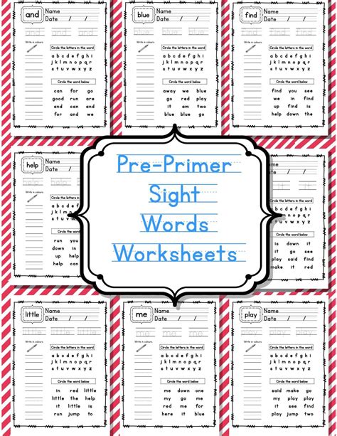 Pre Primer Sight Word Worksheets Teaching Resources Blog Pre Primer Sight Words Free