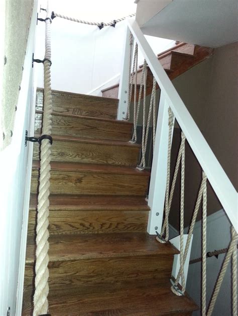 Rope Handrail Stairs Countrusitcal Design Country Rustic Nautical