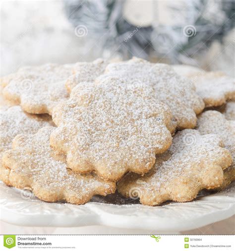 Christmas Gingerbread Cookies Sprinkled With Powdered