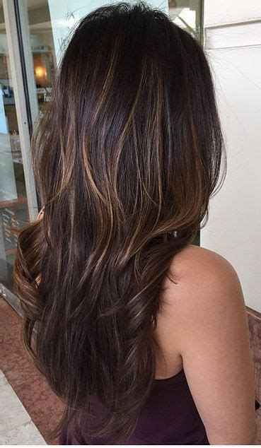 This picture demonstrates silver hair highlights on the fringe. Shiny brunette with hints of balayage highlights (With ...