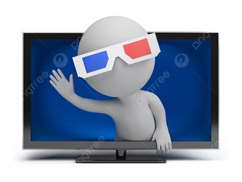 3d Small People 3d Tv Render Isolated Modern Photo Background And