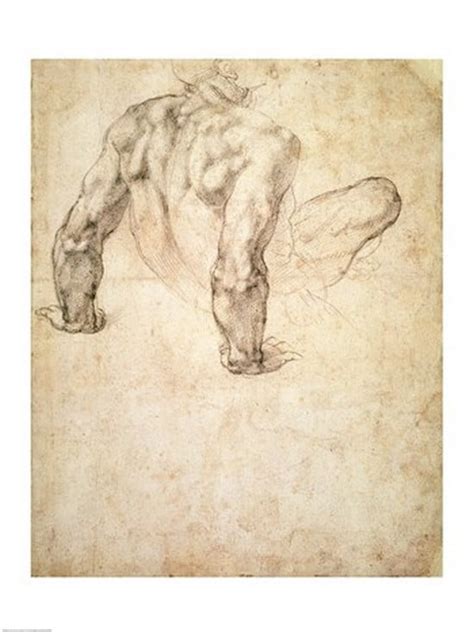 W R Study Of A Male Nude Leaning Back On His Hands Poster Print By
