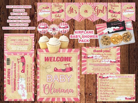 Vintage Airplane Baby Shower Package Airplane Baby Shower Etsy