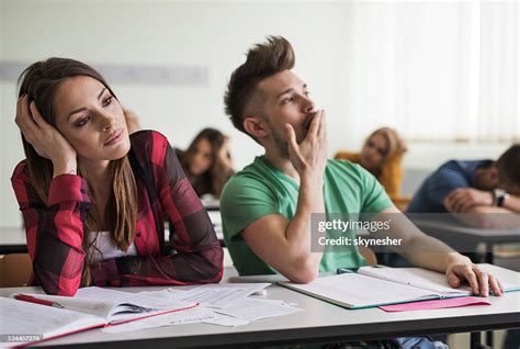 Bored High School Students During A Lecture In The Classroom High Res
