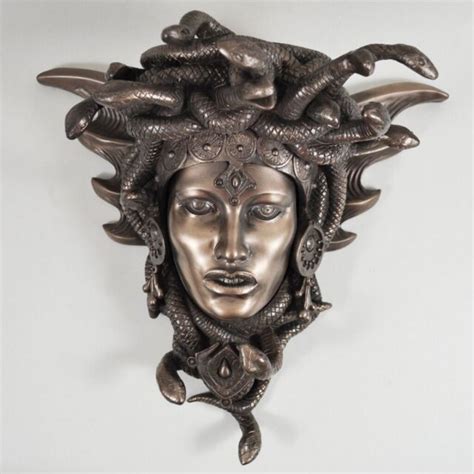 Medusa Guardian Head Wall Plaque Sculpture Cold Cast Bronze T Home