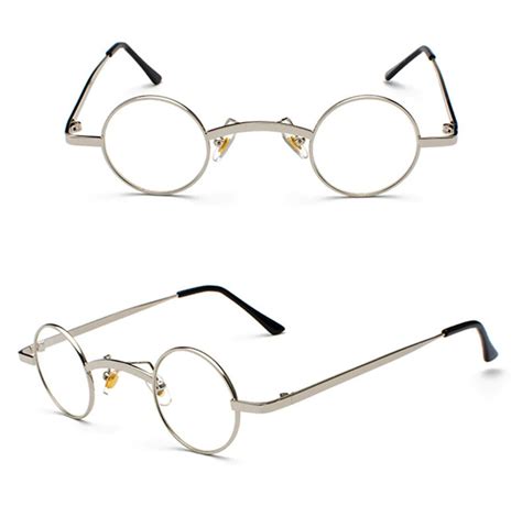 Vintage Small Lens Glasses Clear Lens Silver Framed 35mm Retro Old Fashioned Glasses Wide