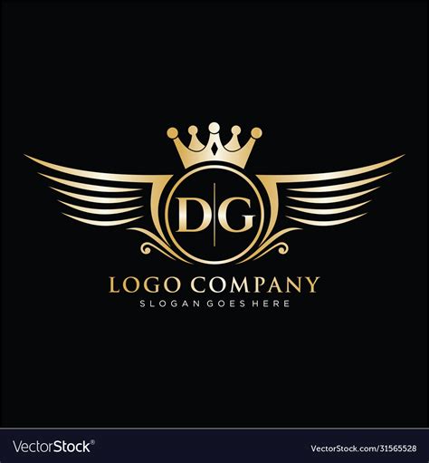 dg letter initial with royal wing logo template vector image