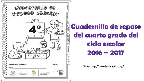 Cuadernillo De Repaso Del Cuarto Grado Del Ciclo Escolar 2016 2017