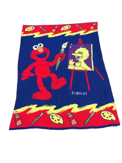 Vintage Sesame Street 1990s Elmo And Big Bird Acrylic Knit Throw Blanket £8 74 Picclick Uk