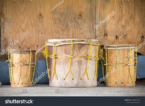 Handmade Wooden Garifuna Drums Popular Musical Foto De Stock 1598831554