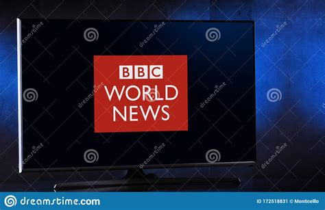 Flat Screen Tv Set Displaying Logo Of Bbc World News Editorial Photo