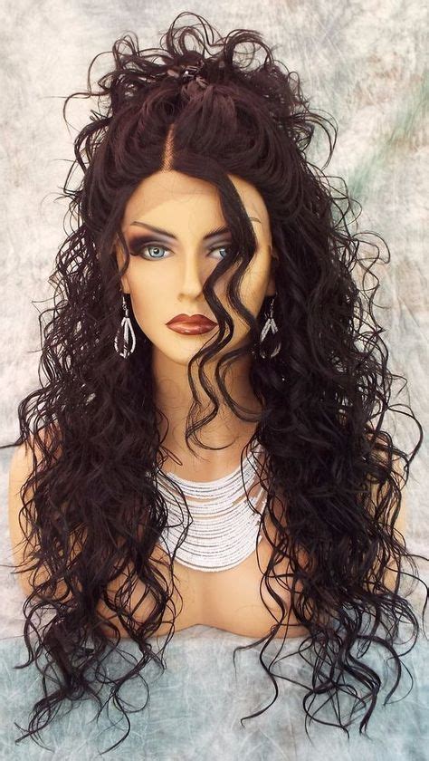 Swiss Lace Front Deep Lace Part Long Curly Heat Friendly Wig Color 1b