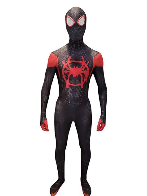 Cosplay Life Miles Morales Into The Spider Verse Black Spider Man Suit W Detachable Mask And