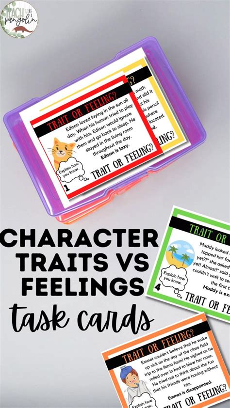 Character Traits Vs Feelings Task Cards For Upper Elementary Reading