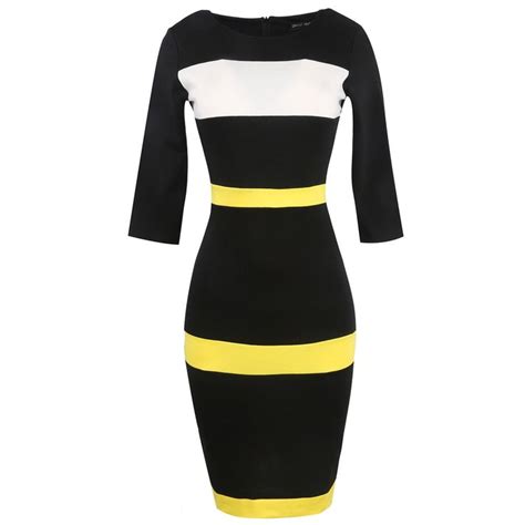 Hot Item Women Slim Pencil Party Dress With Stitching Elasticity And Slim Hips Midi Dress