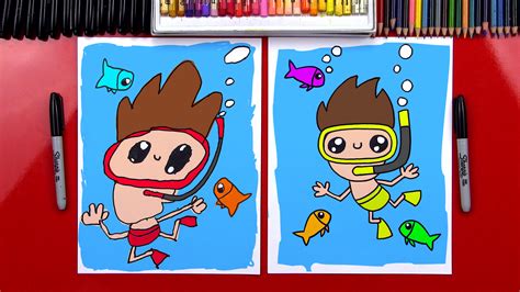 Begin by drawing a big oval, and. How To Draw A Cartoon Swimmer - Art For Kids Hub