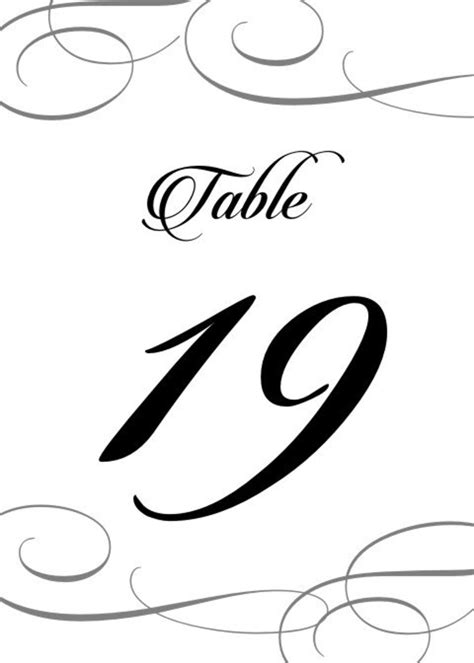 Elegant Table Numbers Template Print At Home Downloadable Etsy