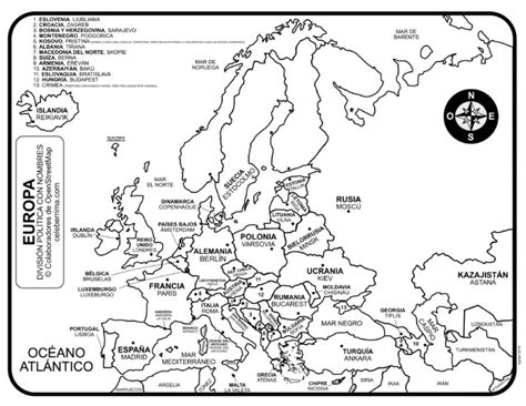 Mapa de Europa para Colorear Imágenes y Dibujos del Continente Europeo