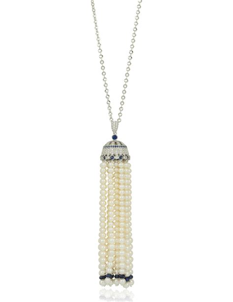 Cultured Pearl Sapphire And Diamond Tassel Pendant Necklace Christies