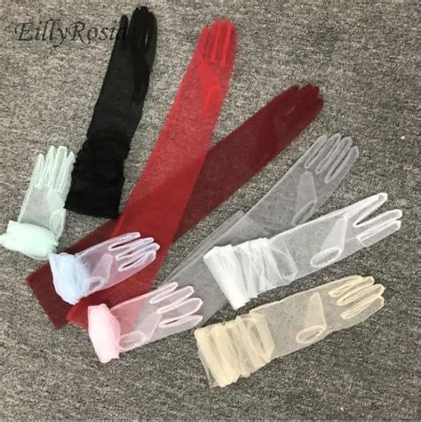 sexy sheer tulle gloves wedding bridal gloves for bride elbow long women gloves evening party