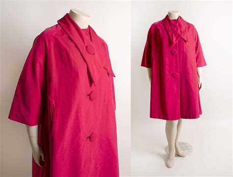 Vintage 1960s Hot Pink Swing Coat By Marguerite Rubel Large Etsy