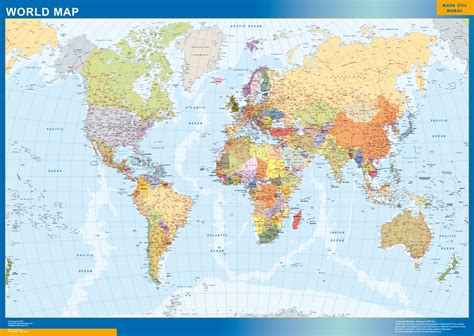 Laminated Wall Size World Maps
