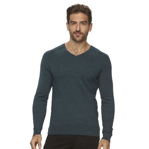 Mens Marc Anthony Slim Fit Solid Cashmere Blend V Neck Sweater Size