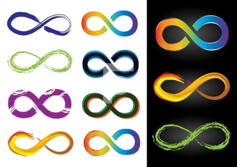 Eight Different Infinity Symbols Vector Illustrations Signs