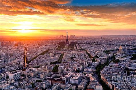 Aerial View Of Paris At Sunset By Interpixels Paris Sunset Paris
