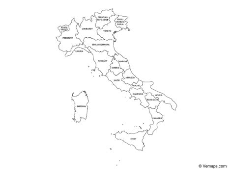 Italy Map Outline Regions