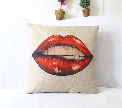 Bright Red Lip Kissing Sexy Girl Pillow Massager Decorative Pillows