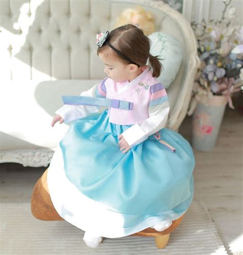 Pink Blue Hanbok Dress Girls Baby Korea Traditional Clothing Etsy