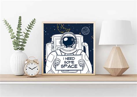Funny Astronaut Need Some Space Digital Poster Astronaut Etsy