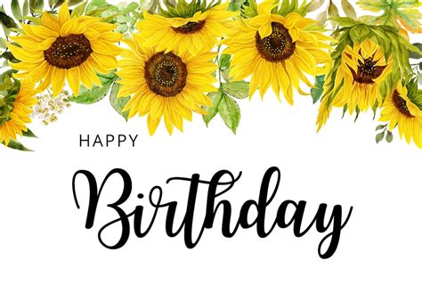 Sunflower Birthday Card For Her Printable Happy Birthday Card Etsy