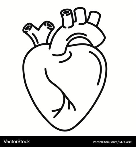 Human Heart Organ Outline Icon Linear Style Sign Vector Image