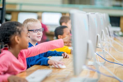 Elementary Education In The Computer Lab Stock Photo Download Image